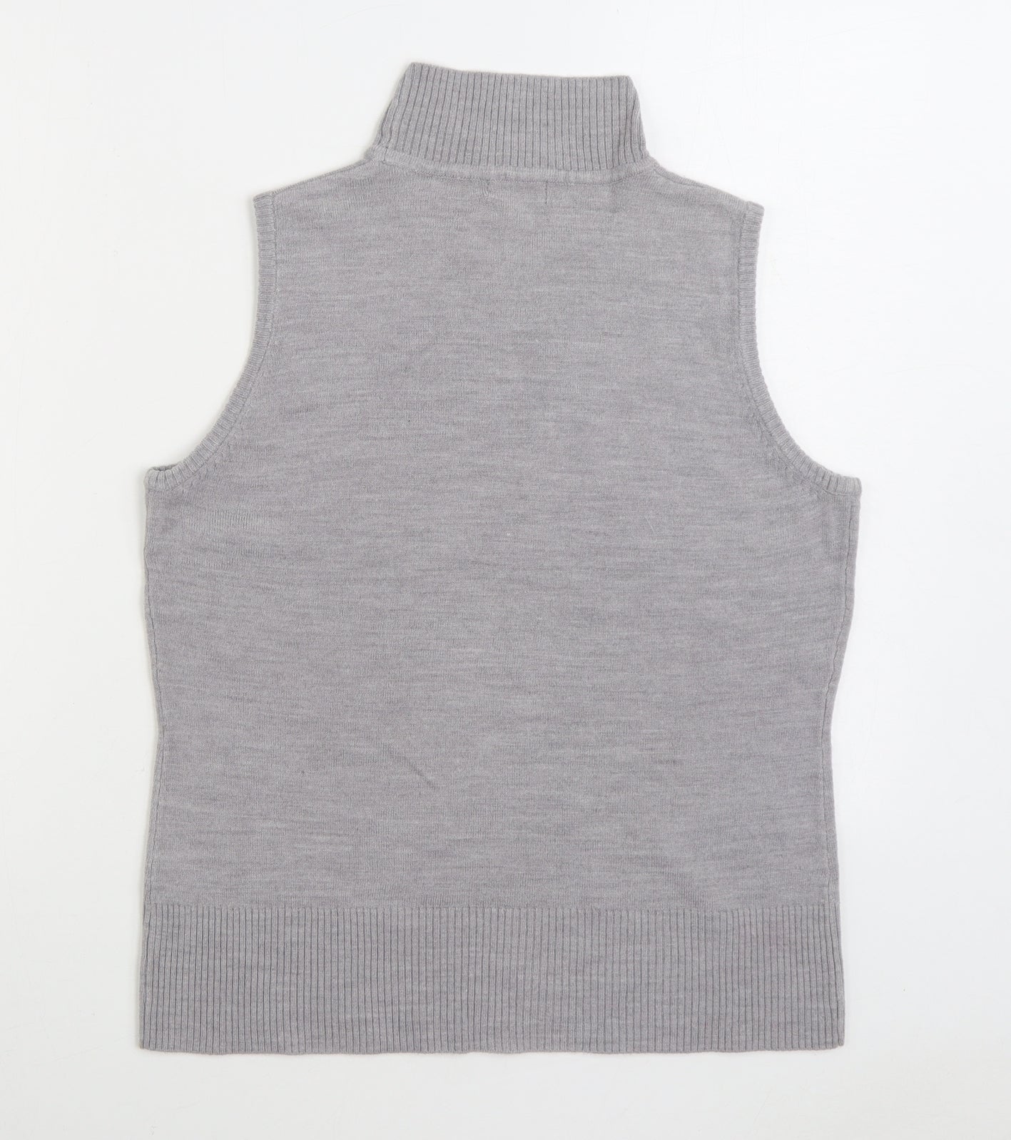 F&F Womens Grey High Neck Acrylic Vest Jumper Size 18