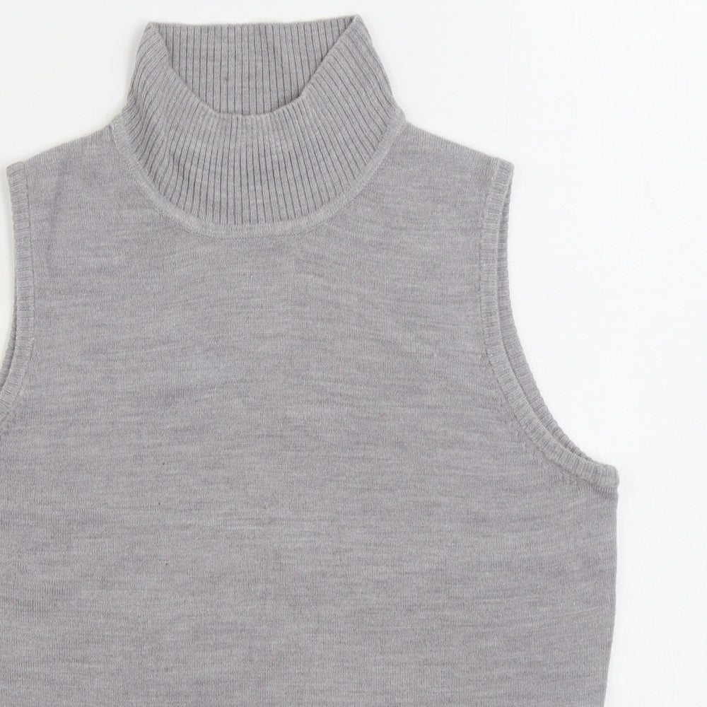 F&F Womens Grey High Neck Acrylic Vest Jumper Size 18