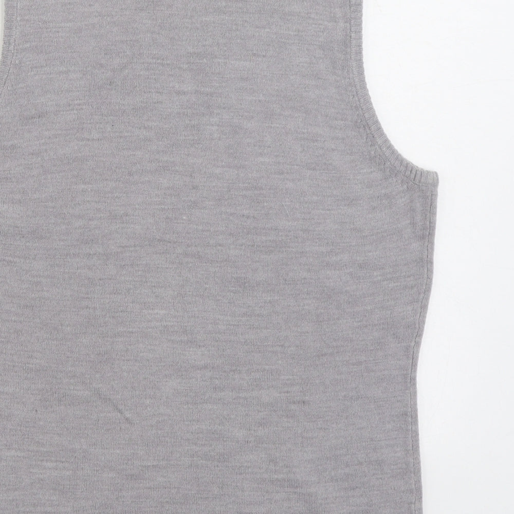 F&F Womens Grey High Neck Acrylic Vest Jumper Size 18