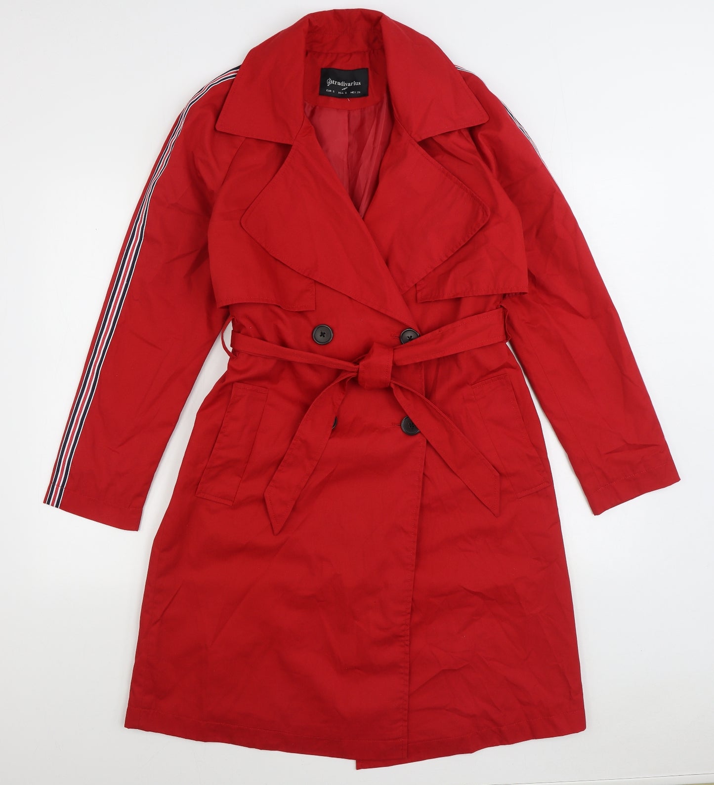 Stradivarius Womens Red Trench Coat Coat Size S Button