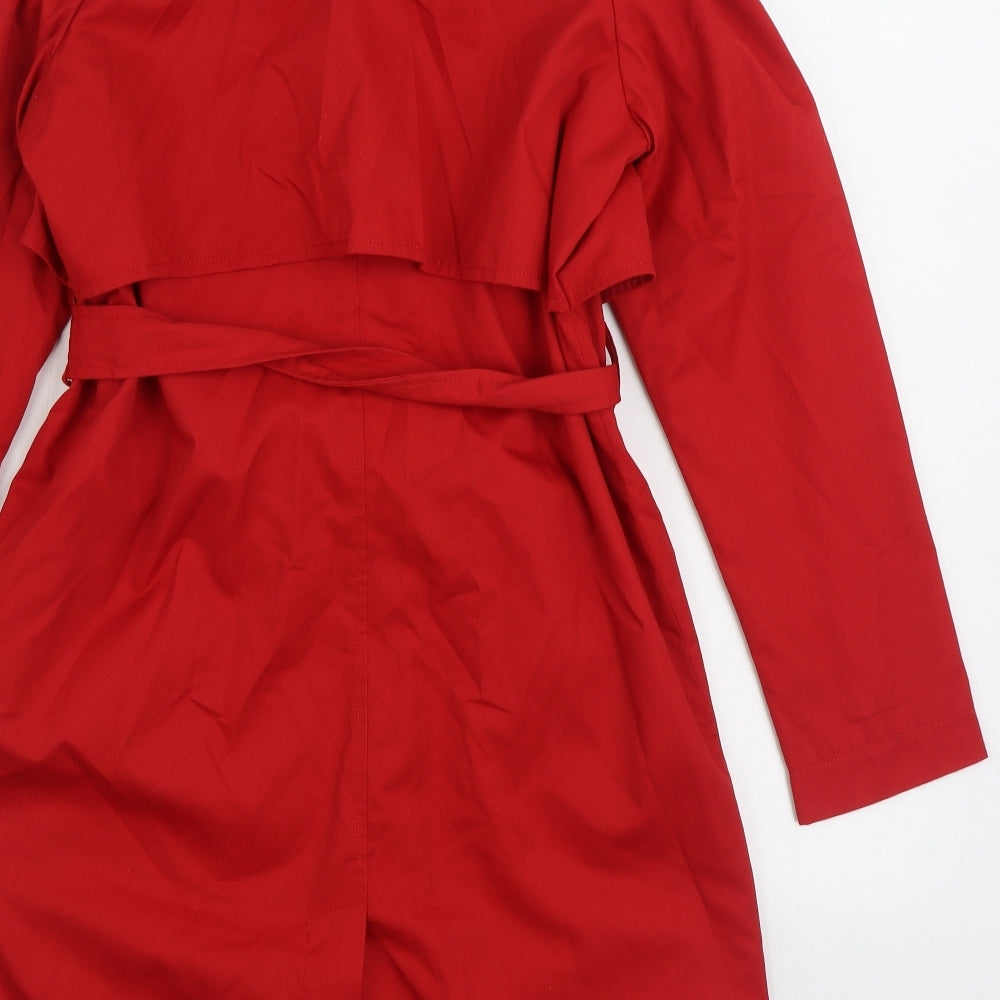 Stradivarius Womens Red Trench Coat Coat Size S Button