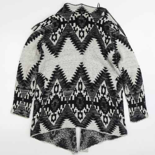 Matalan Womens Grey V-Neck Geometric Acrylic Cardigan Jumper Size S