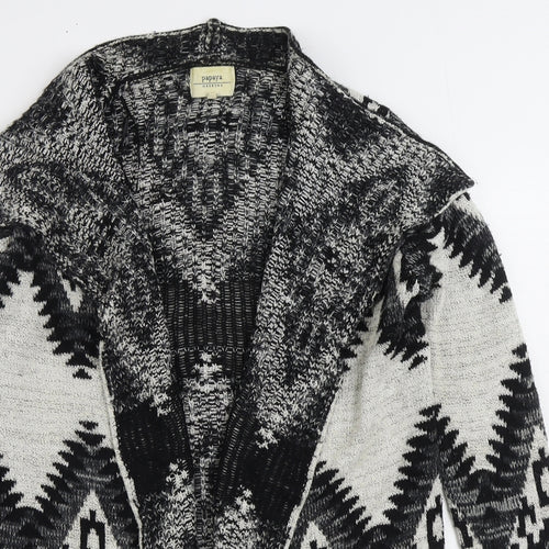Matalan Womens Grey V-Neck Geometric Acrylic Cardigan Jumper Size S