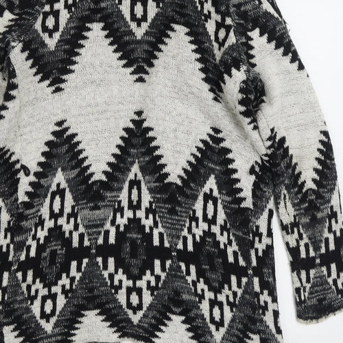 Matalan Womens Grey V-Neck Geometric Acrylic Cardigan Jumper Size S