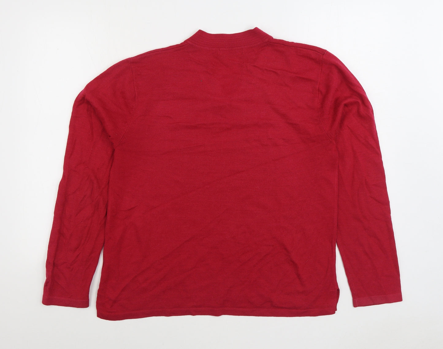 Poppy Womens Pink V-Neck Acrylic Pullover Jumper Size 18