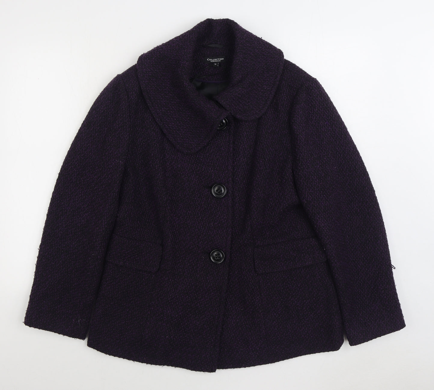 Debenhams Womens Purple Overcoat Coat Size 16 Button