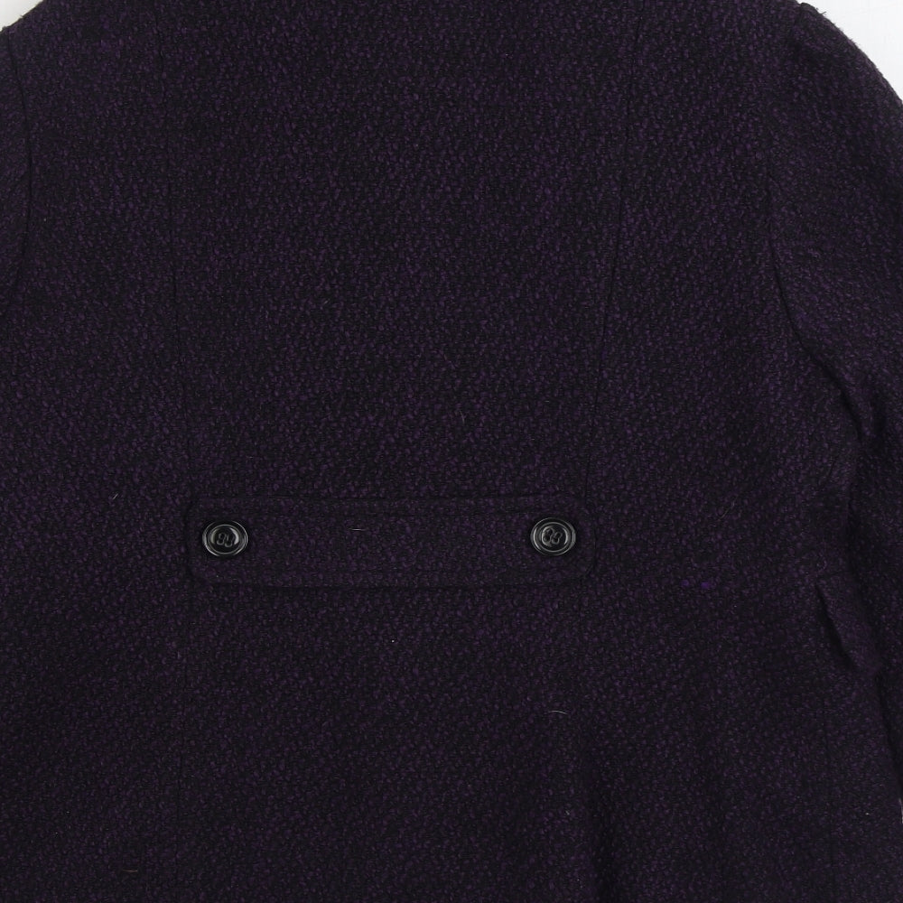 Debenhams Womens Purple Overcoat Coat Size 16 Button