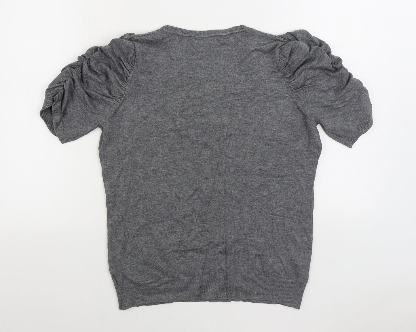 F&F Womens Grey Scoop Neck Viscose Pullover Jumper Size 16