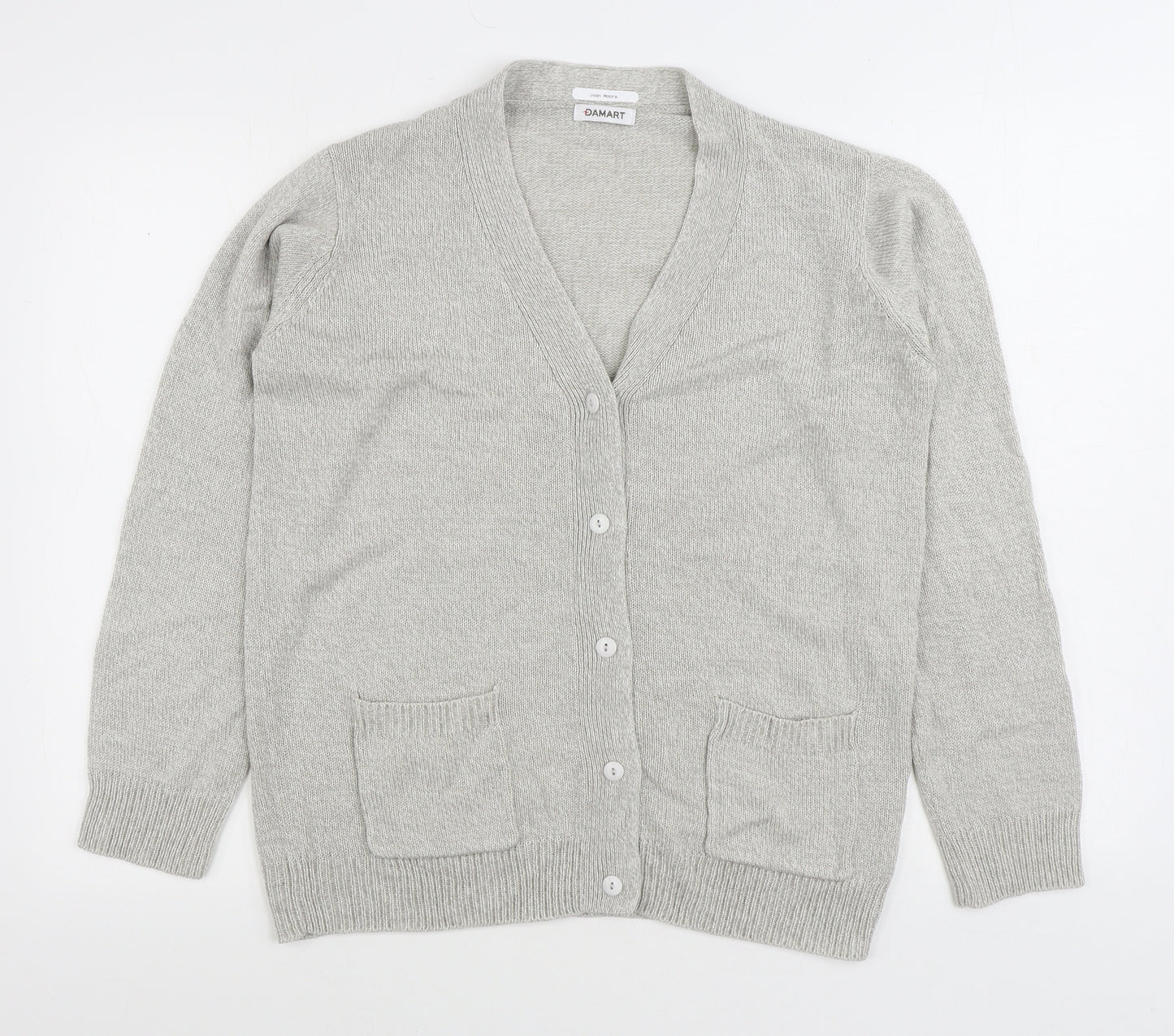 Damart Womens Grey V-Neck Acrylic Cardigan Jumper Size M