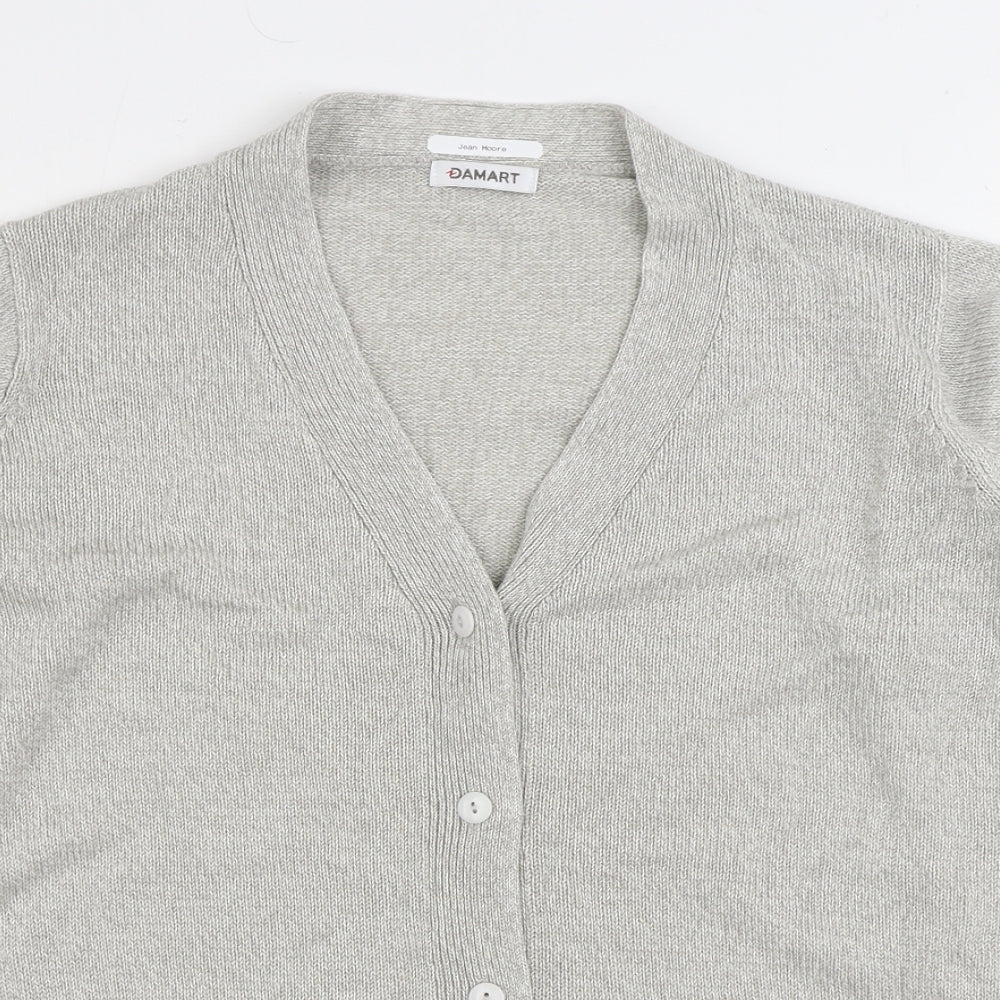 Damart Womens Grey V-Neck Acrylic Cardigan Jumper Size M