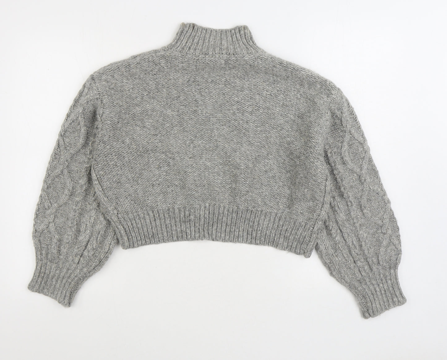 Primark Womens Grey High Neck Acrylic Pullover Jumper Size M - Cropped