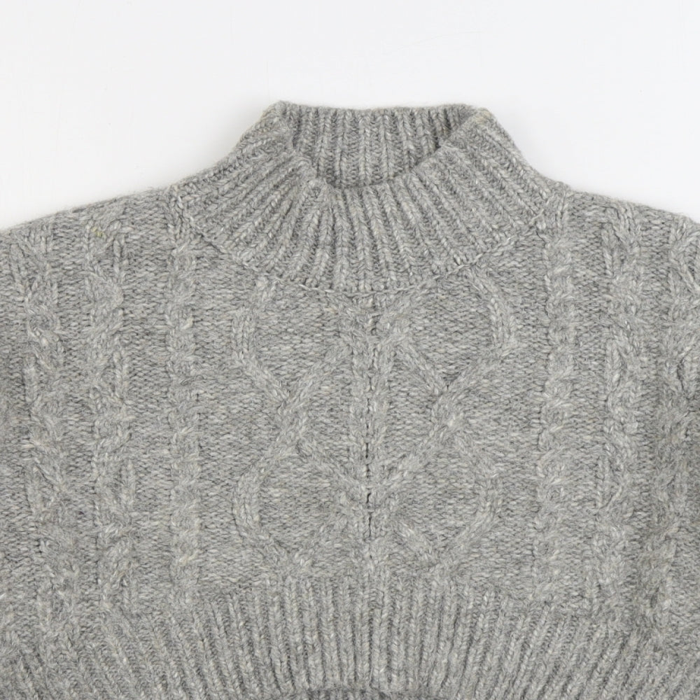 Primark Womens Grey High Neck Acrylic Pullover Jumper Size M - Cropped