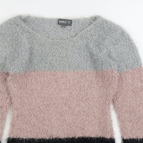 Apricot Womens Multicoloured Scoop Neck Striped Polyester Pullover Jumper Size S