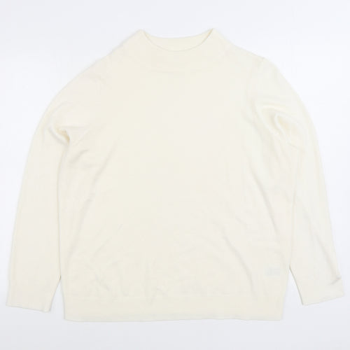 Marks and Spencer Womens Ivory Mock Neck Acrylic Pullover Jumper Size 20