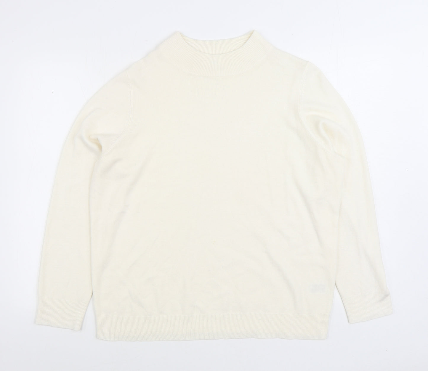 Marks and Spencer Womens Ivory Mock Neck Acrylic Pullover Jumper Size 20