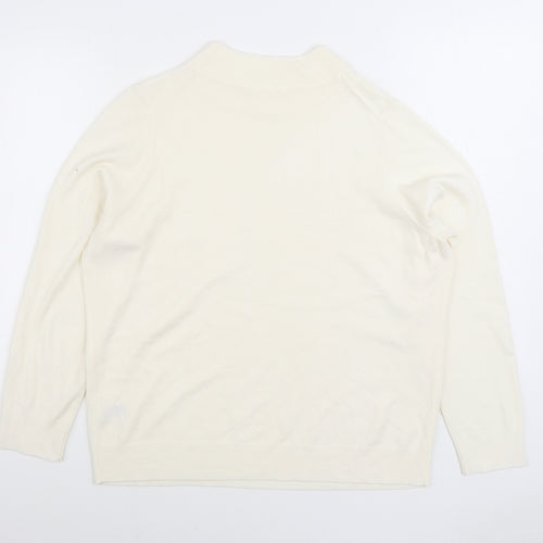 Marks and Spencer Womens Ivory Mock Neck Acrylic Pullover Jumper Size 20