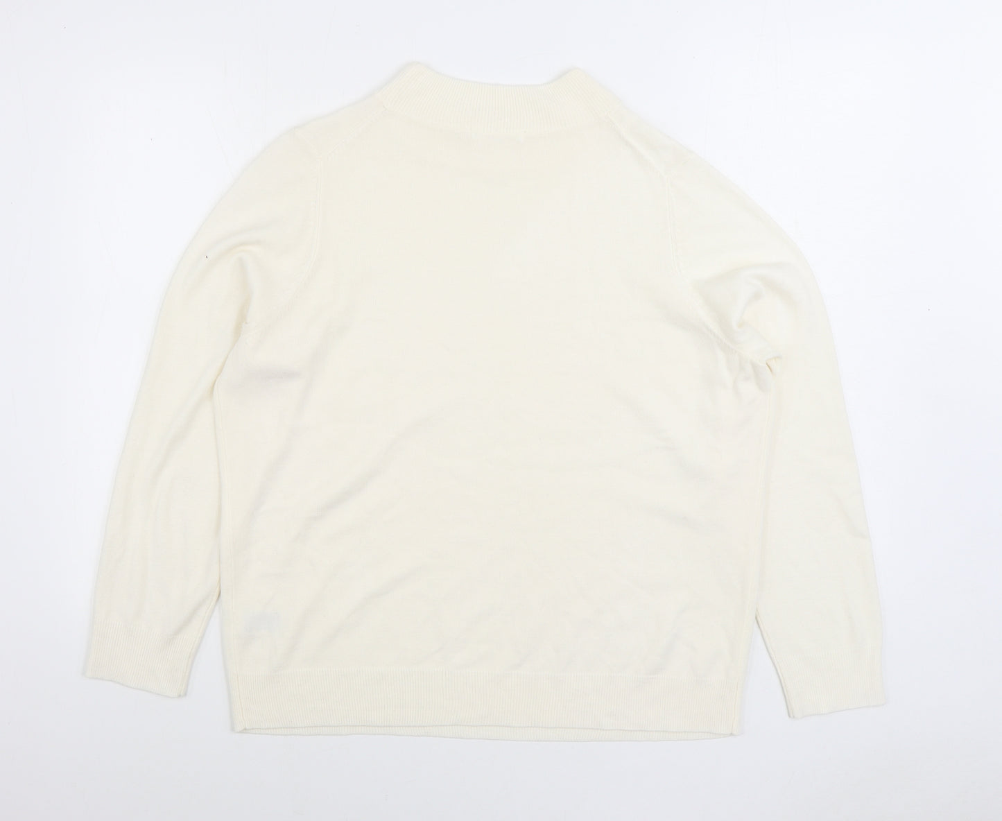Marks and Spencer Womens Ivory Mock Neck Acrylic Pullover Jumper Size 20