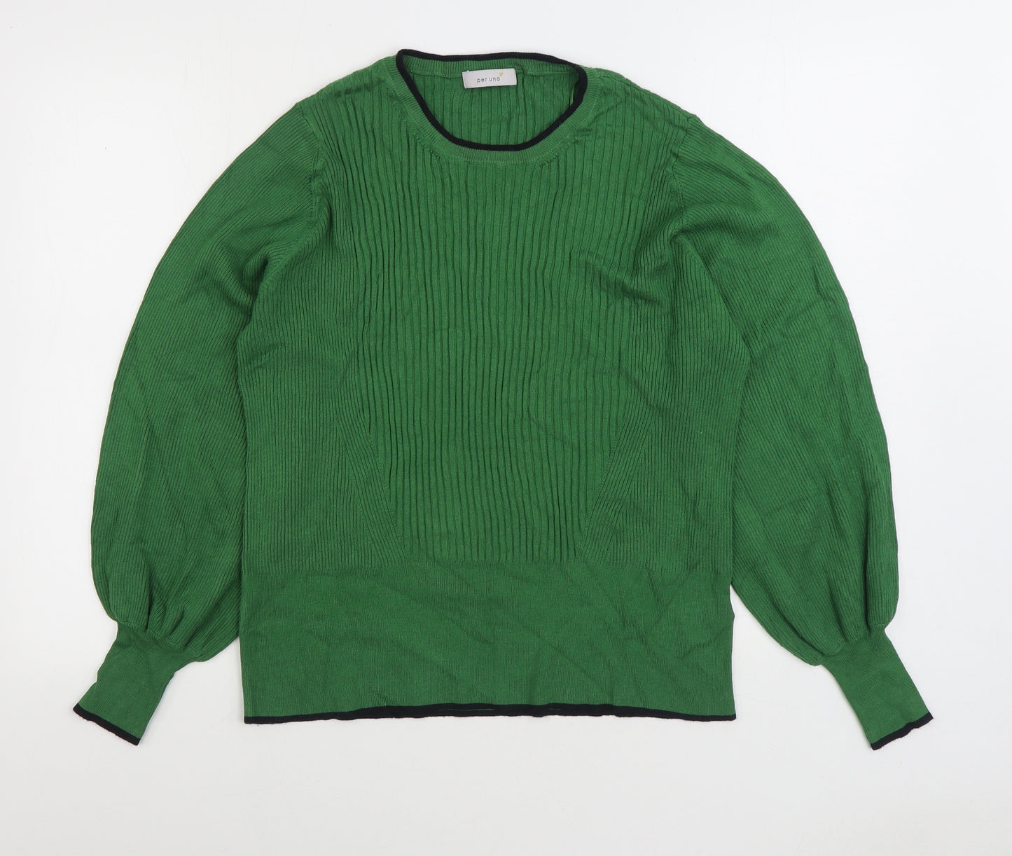 Marks and Spencer Womens Green Round Neck Viscose Pullover Jumper Size 20