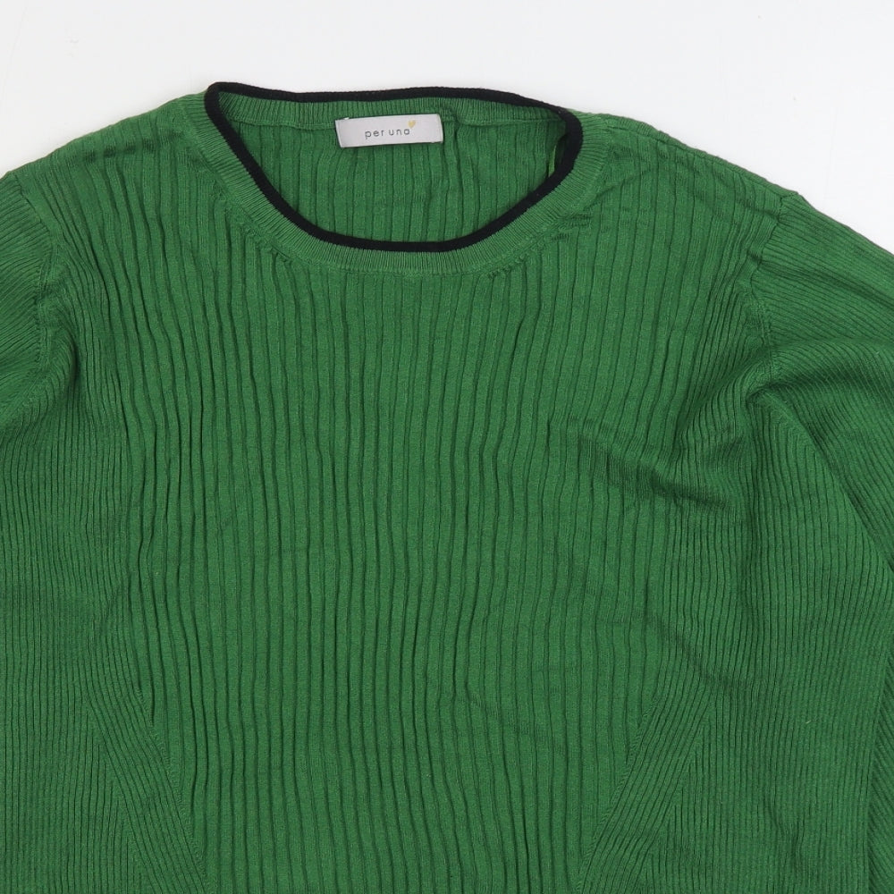 Marks and Spencer Womens Green Round Neck Viscose Pullover Jumper Size 20