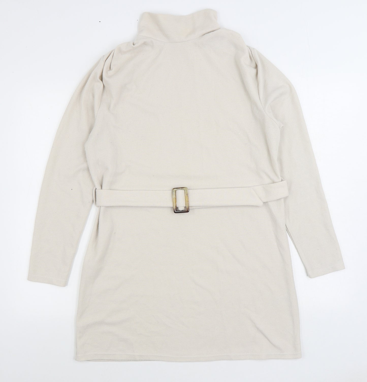 River Island Womens White Polyester Jumper Dress Size 12 High Neck Pullover