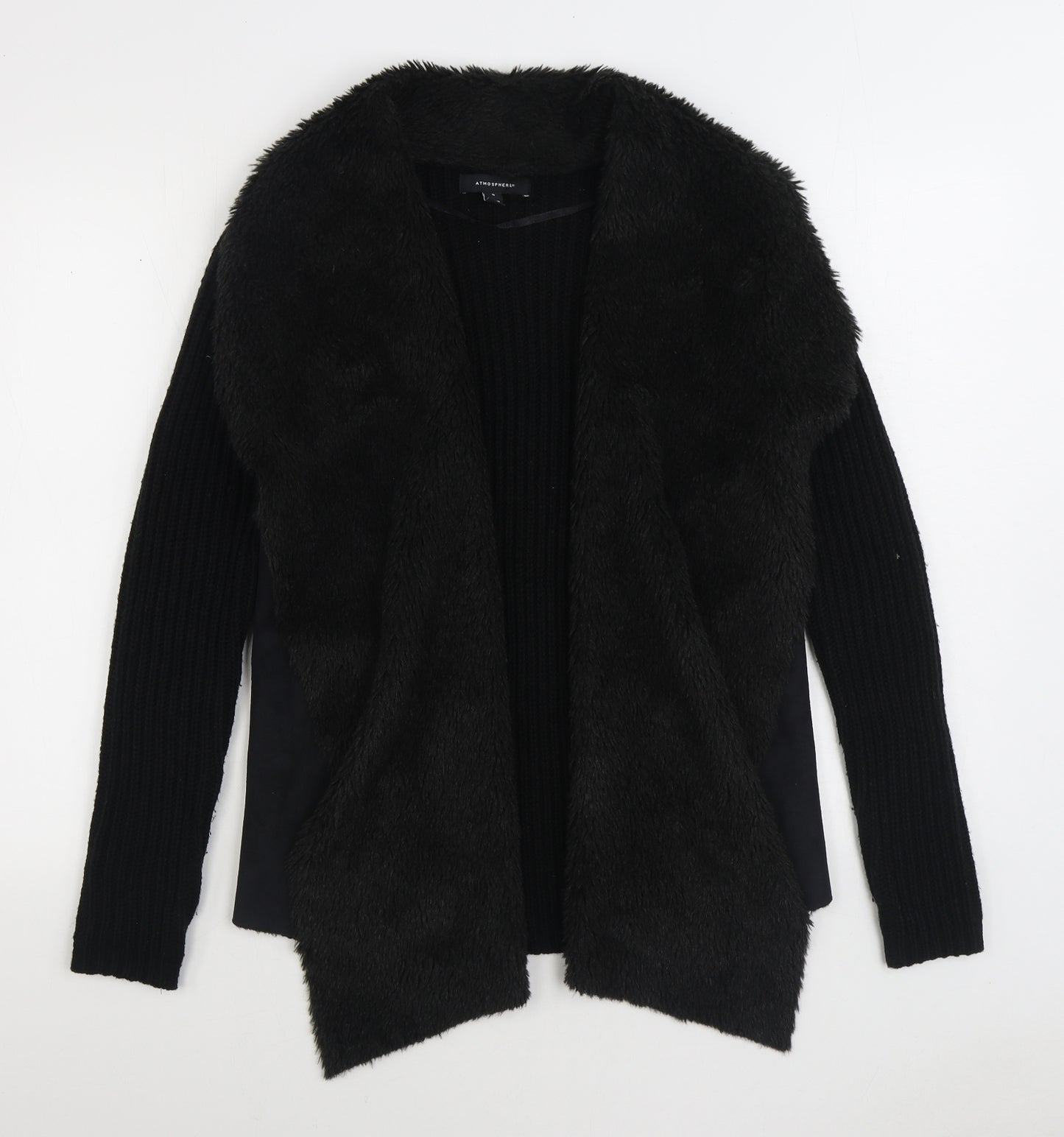 Atmosphere Womens Black V-Neck Acrylic Cardigan Jumper Size S