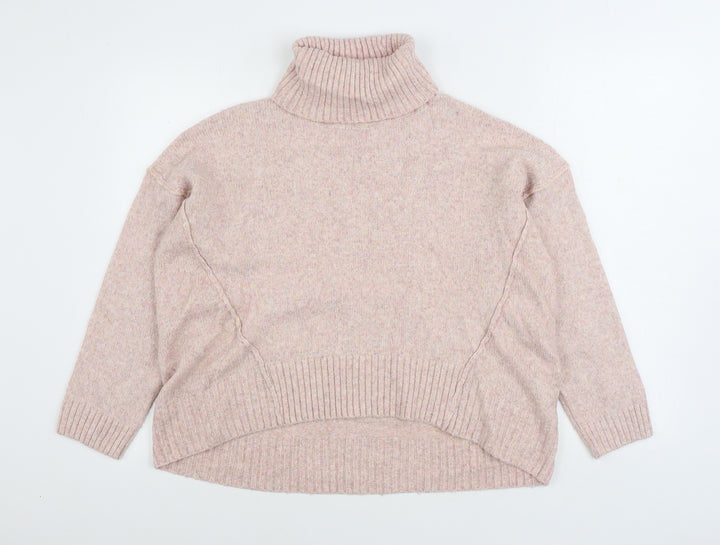 New Look Womens Pink Roll Neck Acrylic Pullover Jumper Size M