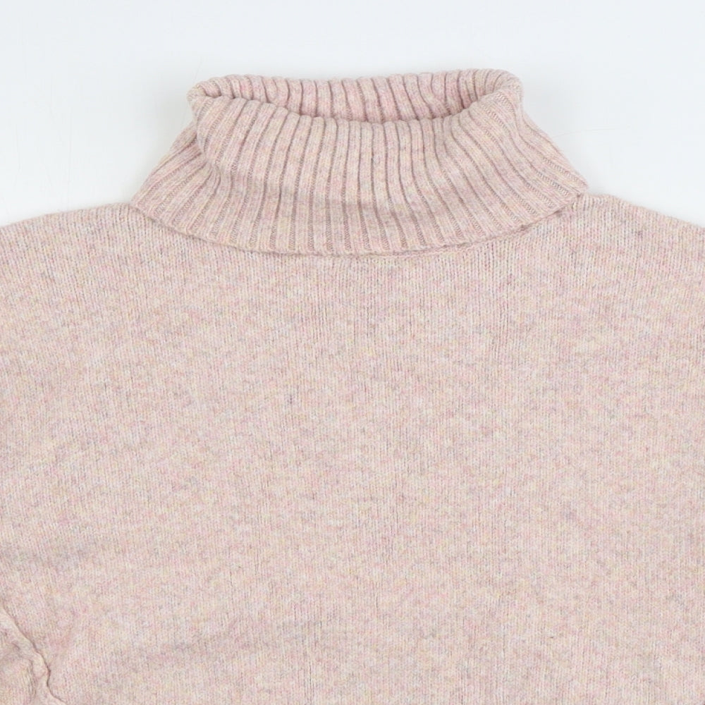 New Look Womens Pink Roll Neck Acrylic Pullover Jumper Size M