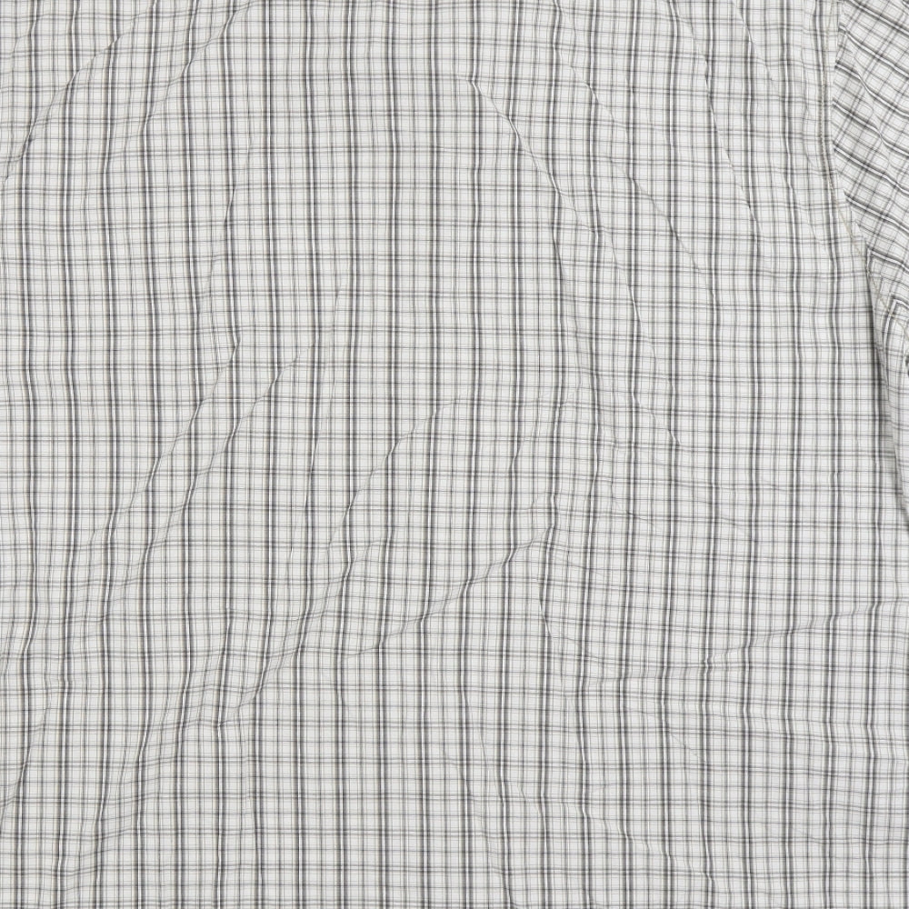 George Mens White Plaid Cotton Button-Up Size 2XL Collared Button