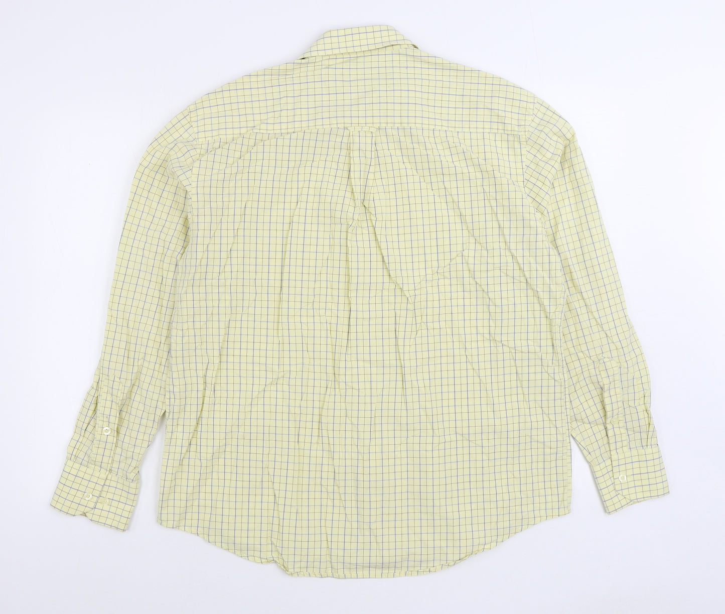Jack Orton Mens Yellow Check Cotton Button-Up Size L Collared Button