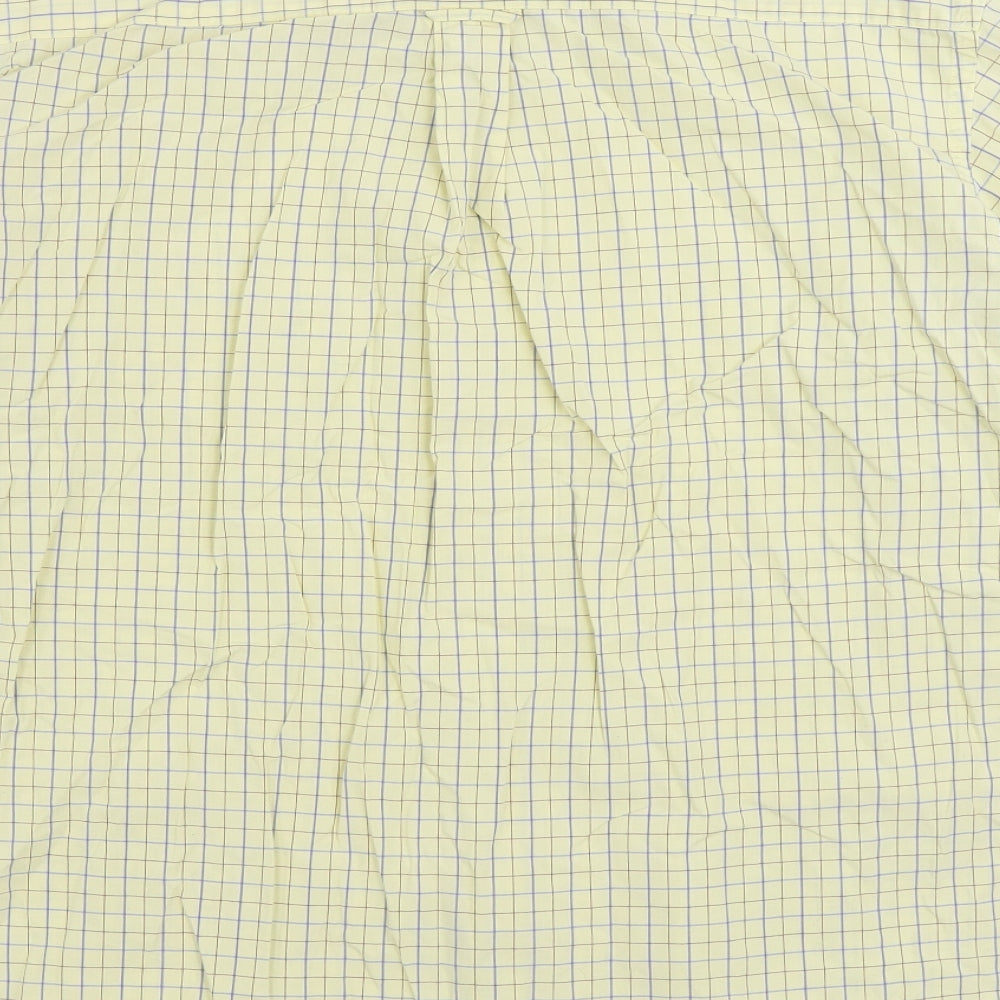 Jack Orton Mens Yellow Check Cotton Button-Up Size L Collared Button