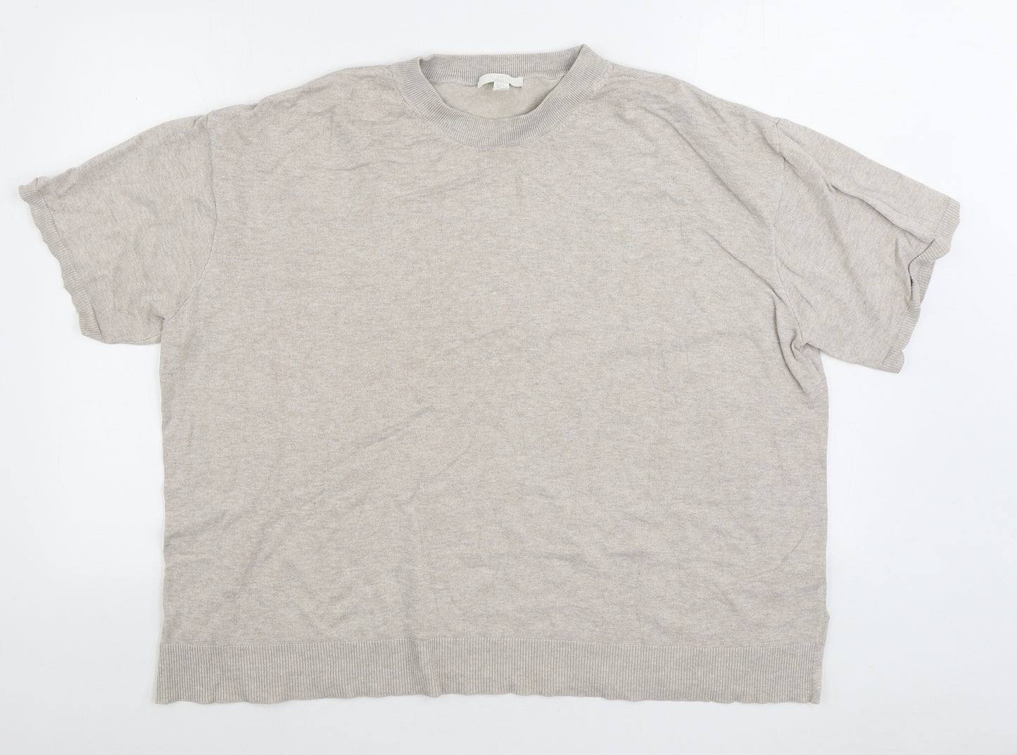 H&M Womens Beige Round Neck Viscose Pullover Jumper Size XL