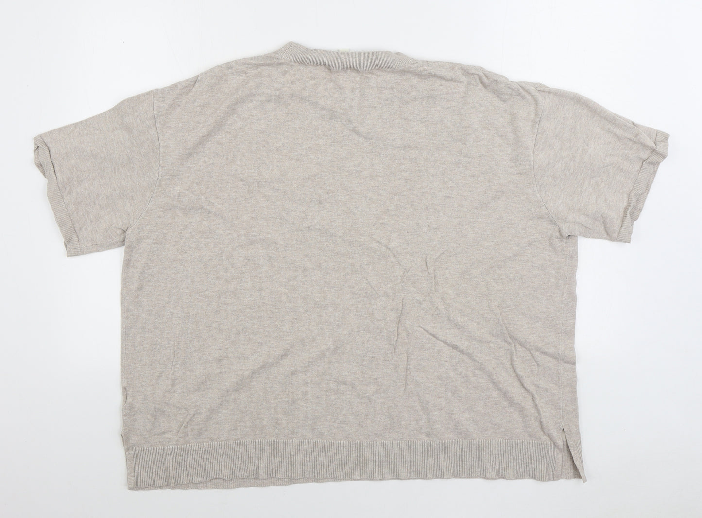 H&M Womens Beige Round Neck Viscose Pullover Jumper Size XL