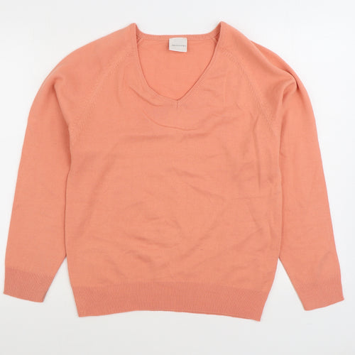 Warehouse Womens Pink V-Neck Acrylic Pullover Jumper Size 10