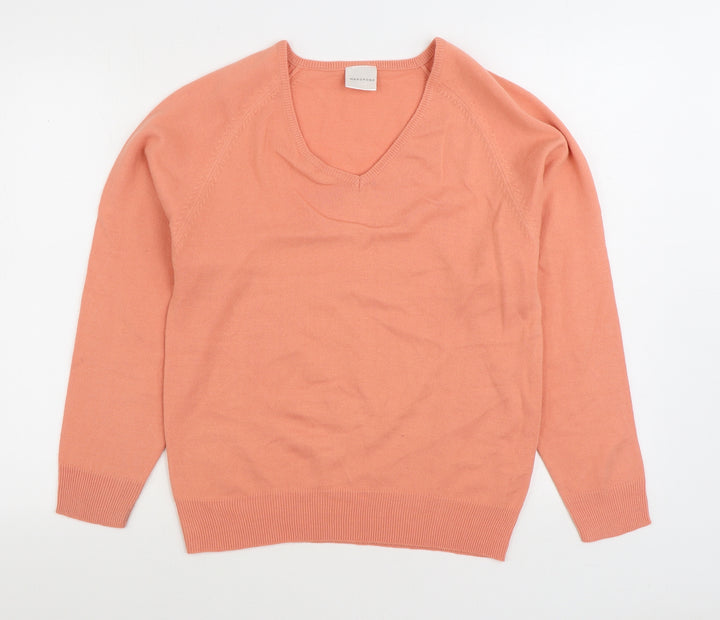 Warehouse Womens Pink V-Neck Acrylic Pullover Jumper Size 10