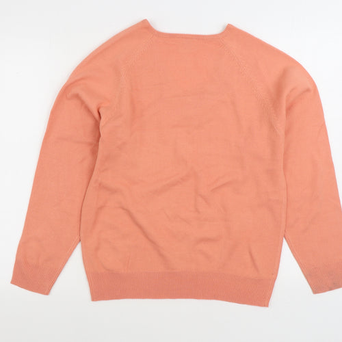 Warehouse Womens Pink V-Neck Acrylic Pullover Jumper Size 10