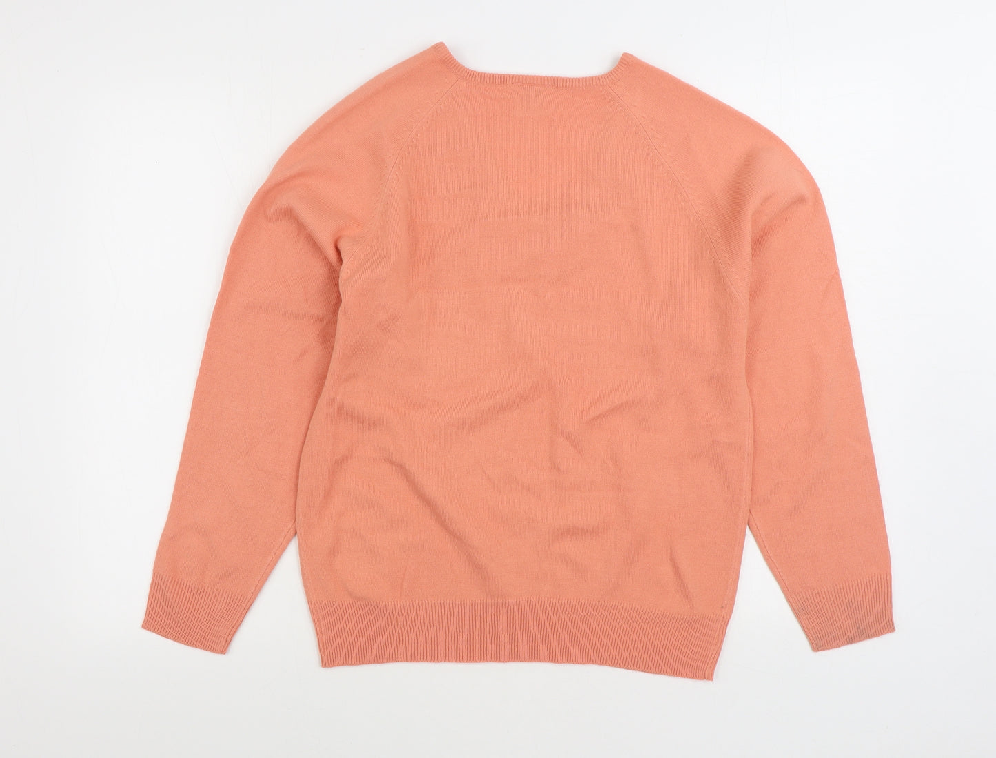 Warehouse Womens Pink V-Neck Acrylic Pullover Jumper Size 10