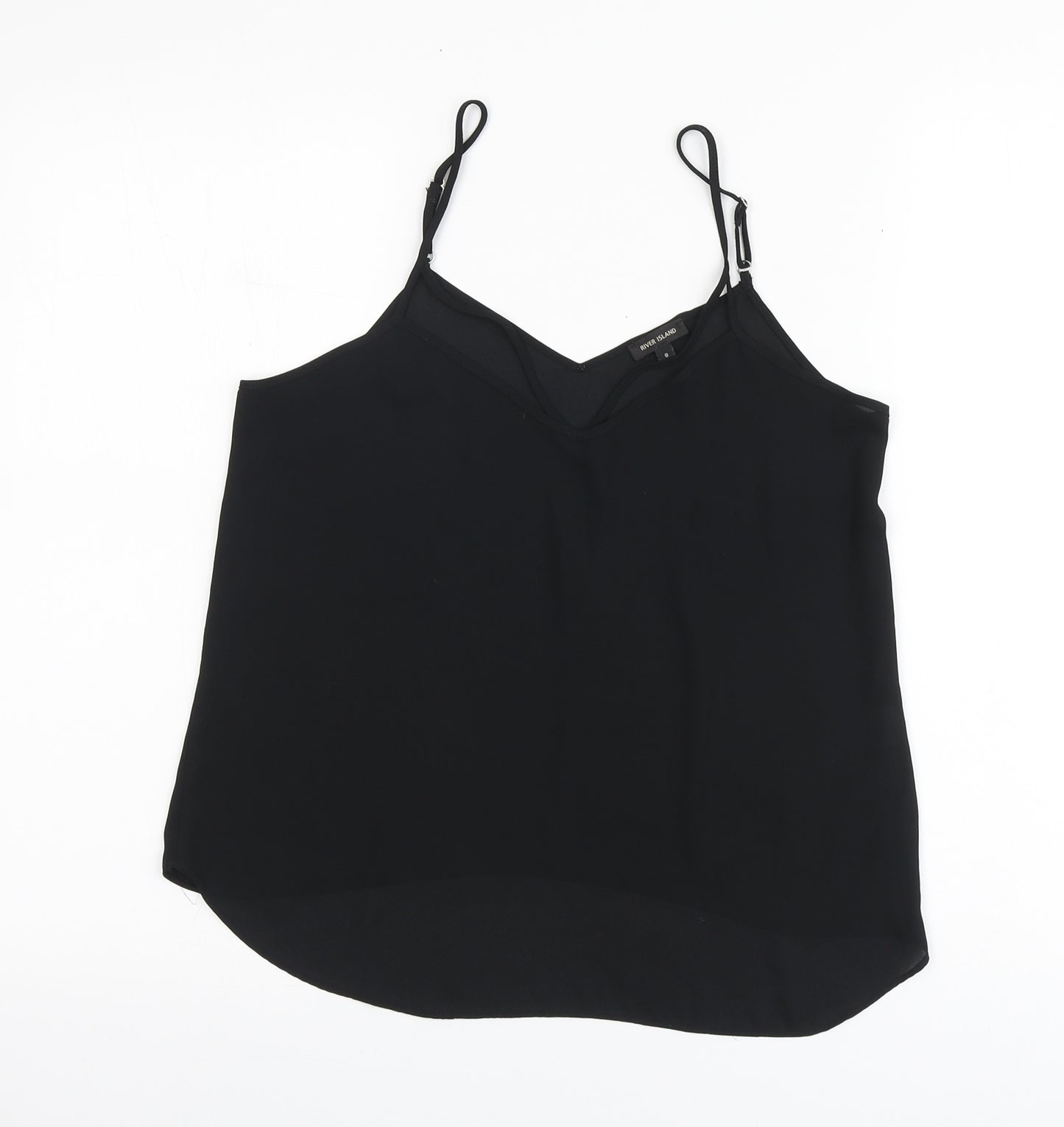 River Island Womens Black Polyester Basic Blouse Size 8 V-Neck
