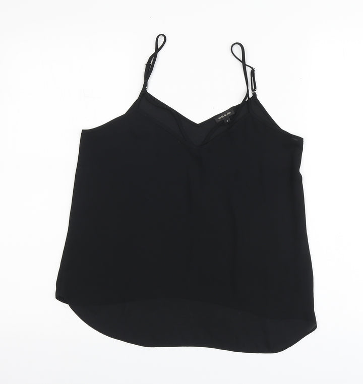 River Island Womens Black Polyester Basic Blouse Size 8 V-Neck