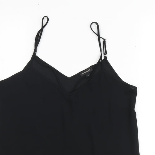 River Island Womens Black Polyester Basic Blouse Size 8 V-Neck