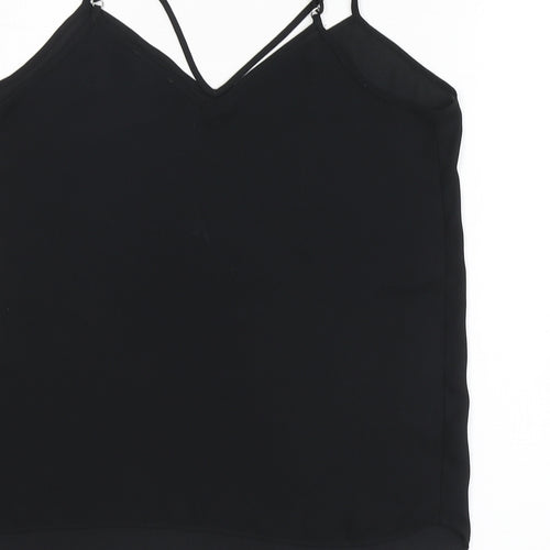 River Island Womens Black Polyester Basic Blouse Size 8 V-Neck