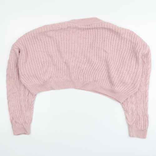 COLLUSION Womens Pink V-Neck Acrylic Pullover Jumper Size 12
