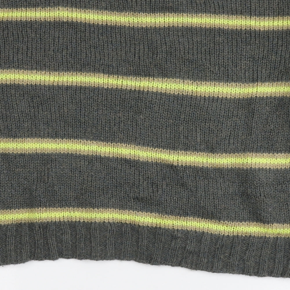 Urban Outfitters Womens Grey Round Neck Striped Acrylic Pullover Jumper Size XS