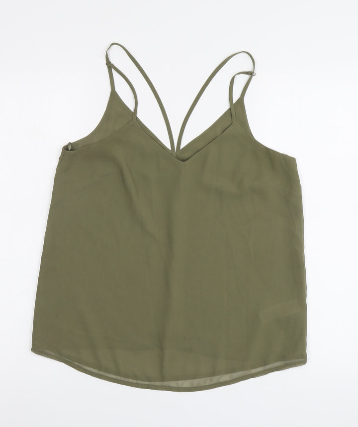 New Look Womens Green Polyester Basic Blouse Size 10 V-Neck