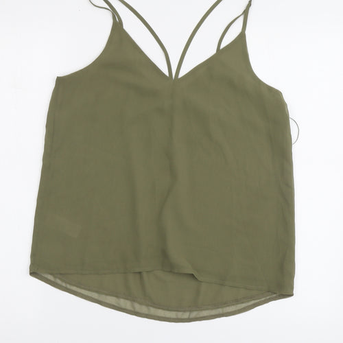 New Look Womens Green Polyester Basic Blouse Size 10 V-Neck