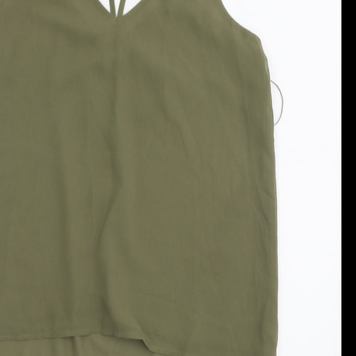 New Look Womens Green Polyester Basic Blouse Size 10 V-Neck