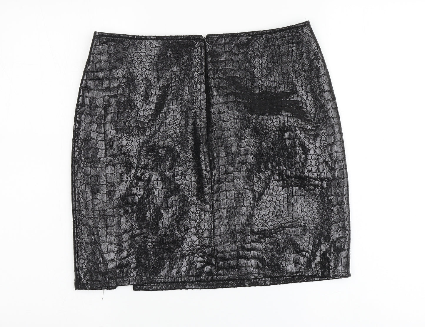 Motel Womens Black Animal Print Polyester A-Line Skirt Size L Zip