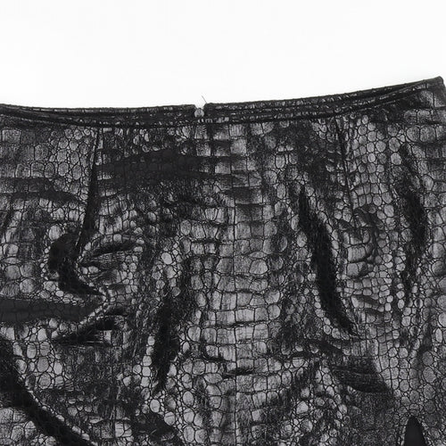 Motel Womens Black Animal Print Polyester A-Line Skirt Size L Zip