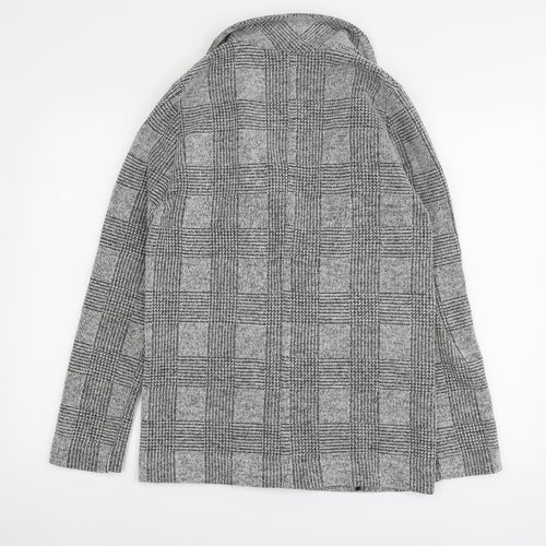 Topshop Womens Grey V-Neck Plaid Acrylic Cardigan Jumper Size 10