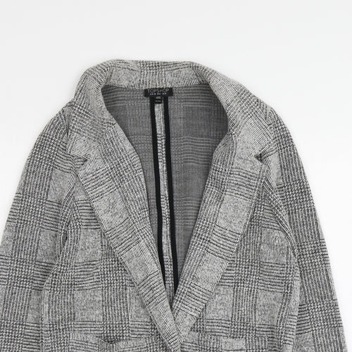 Topshop Womens Grey V-Neck Plaid Acrylic Cardigan Jumper Size 10