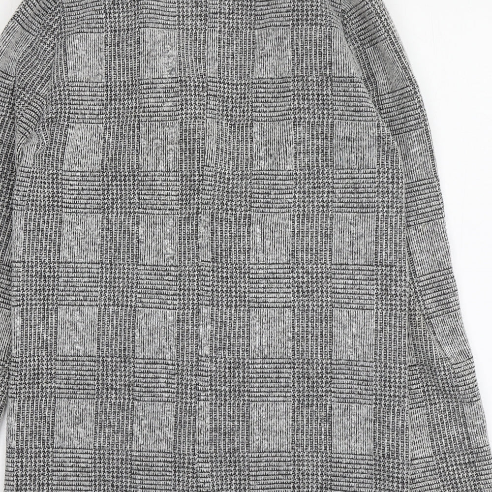 Topshop Womens Grey V-Neck Plaid Acrylic Cardigan Jumper Size 10